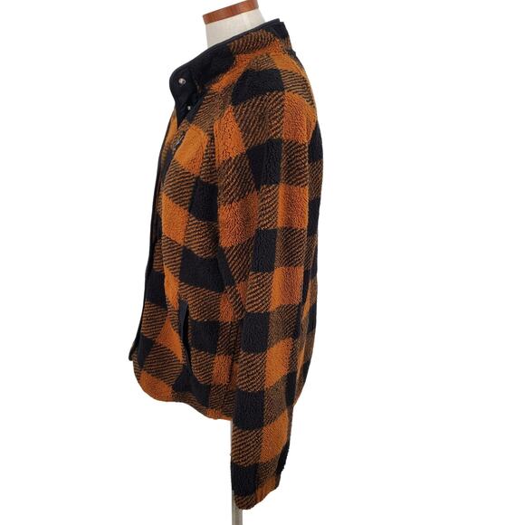 Zeagoo Womens Size‎ Medium Brown Plaid Jacket Snap Closure Pockets New - Picture 2 of 7